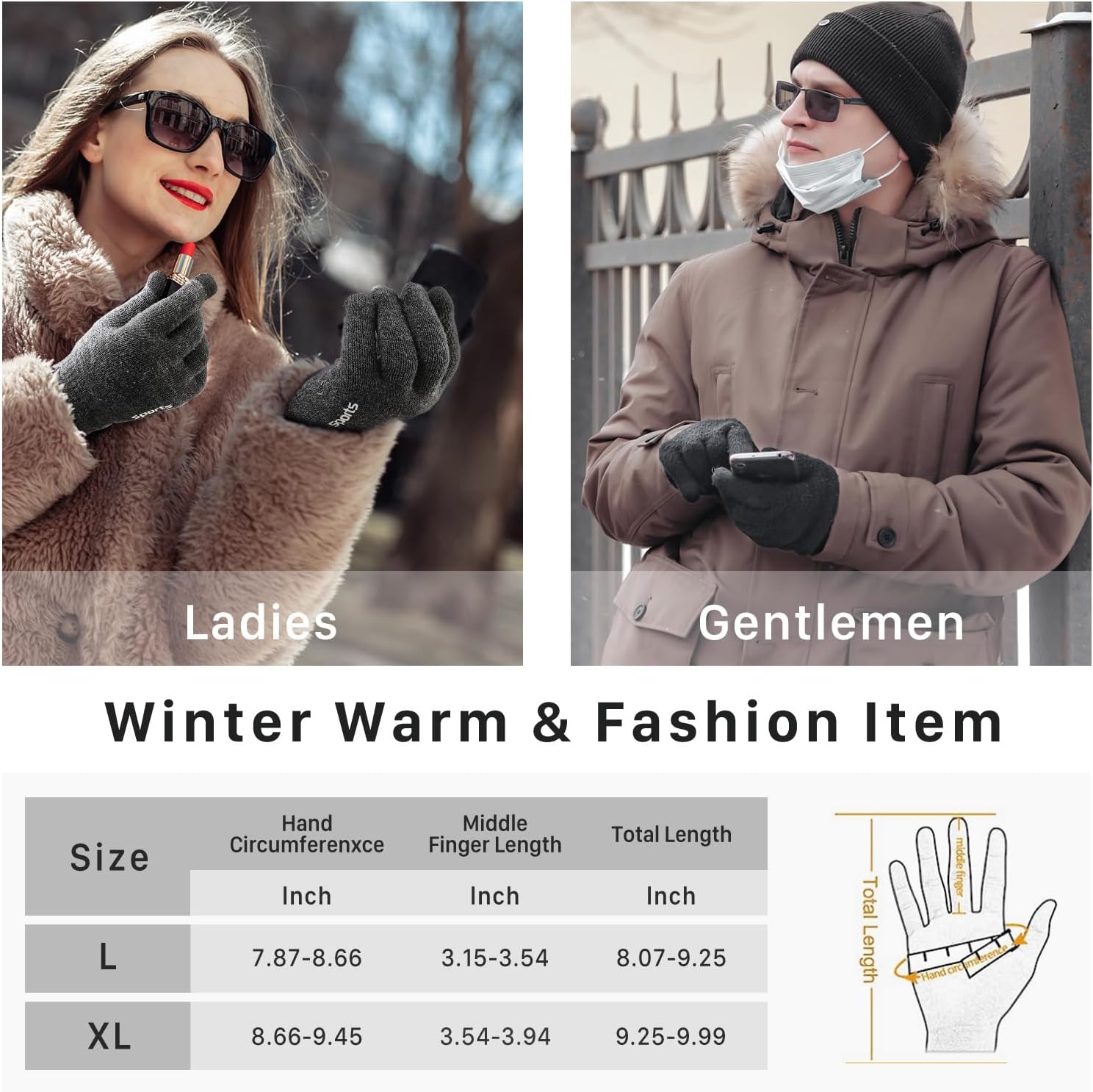 Premillow Winter Gloves - Gloves for Men Women, Wool Fleece Liner Gloves with Touchscreen, Warm Knit Gloves for Cold Weather - Image 6